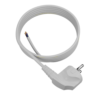 Przewód przyłączeniowy 3m z wtyczką kątową Uni-Schuko 250V 16A 3x1 mm² OMY PP-50 biały W-97169