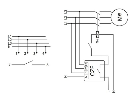 Czujnik zaniku fazy przekaźnik 230V max10A 1Z 4sek 55V F&F CZF-B
