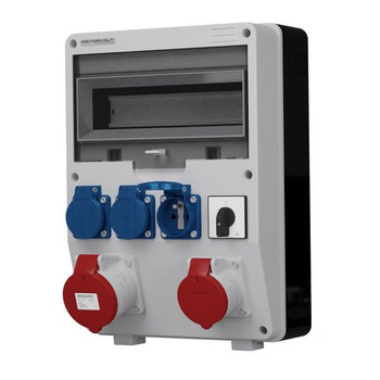 Rozdzielnica budowlana z łącznikiem TD 32A 16A 3x230 gniazda Mennekes Doktorvolt DV-2497-F