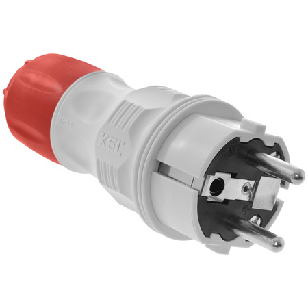 Wtyczka rozbieralna prosta WT-54 IP54 2P+Z 16A 250V Uni-Schuko szaro-czerwona W-98000