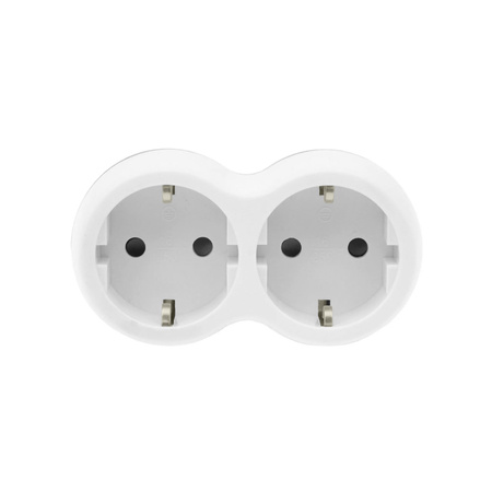 Rozgałęźnik wtyczkowy 2x gniazdo 230V Schuko z uziemieniem szaro-biały W-72004