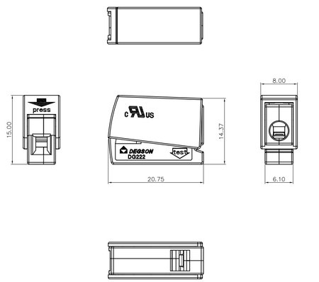 Szybkozłączka oświetleniowa zaciskowa 0.2-2.5mm² 450V 24A z przyciskiem VDE UL DGN DG222-8.0-01P-11-00A