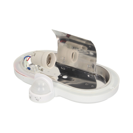 SAMUM. oprawa ogrodowa z czujnikiem ruchu 180st. 1x60W. E27. IP44. z przesłoną. plastik. biała OR-OP-304WE27ZMR