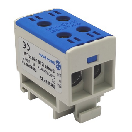Złączka szynowa uniwersalna ETB 35/1x2 Al/Cu elektryczna śrubowa 4 otwory do kabli Elektro Becov UK2035.12