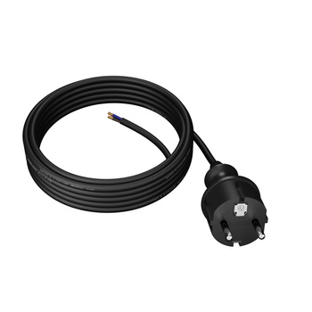 Przewód przyłączeniowy 5m z wtyczką prostą 250V 16A 3x1 mm² IP44 H05RR-F PP-40H czarny W-97269