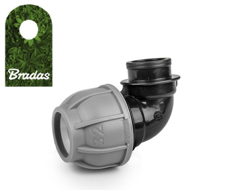 Kolanko do rur PE 32mm 90° z gwintem wewnętrznym 3/4" PN10 DSRA10K32F34