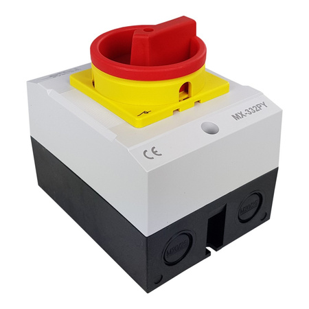 Rozłącznik trójfazowy łącznik krzywkowy 3x32A 7,5kW w obudowie IP65 MX-332PY XBS