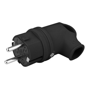 Wtyczka gumowa kątowa 16A 230V czarna Schuko 3101-302-0300