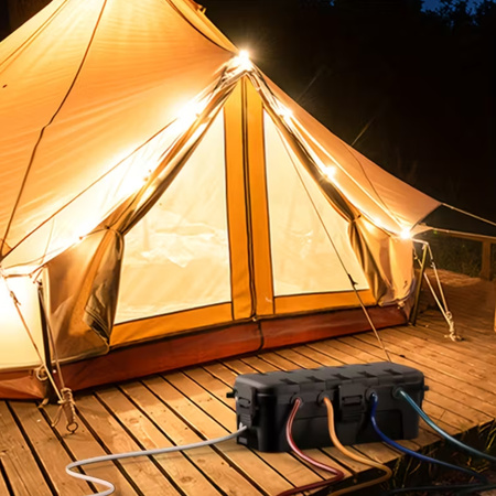 Skrzynka hermetyczna na kable wodoodporna duża 29x13,2x10cm zewnętrzna puszka elektryczna na przedłużacz 6 przepustów ogrodowa organizer czarna kempingowa do lampek świątecznych choinkowych DV-6654 Doktorvolt