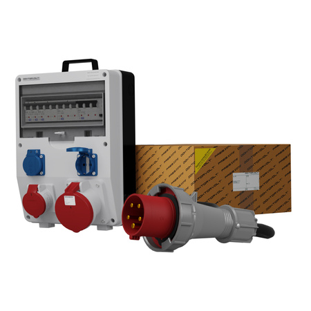 Rozdzielnica budowlana z kablem TD-S/FI SKH 63A 16A 2x230V Schuko Doktorvolt DV-0045-D