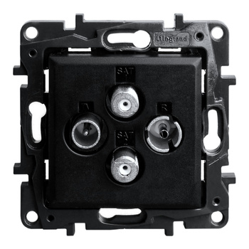 Gniazdo TV-R-SAT-SAT 2-przewodowe gwiazda 1,5 dB czarne Niloe Step 863582