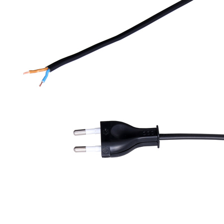Przewód przyłączeniowy z łącznikiem PWK-11 1,5m 2x0,75 mm² z wtyczką płaską 250V 16A czarny W-99707