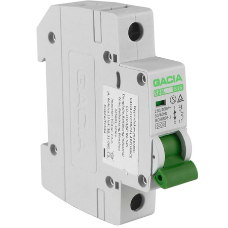 Wyłącznik nadprądowy bezpiecznik GACIA Typ S eska SB6L B 1P 16A