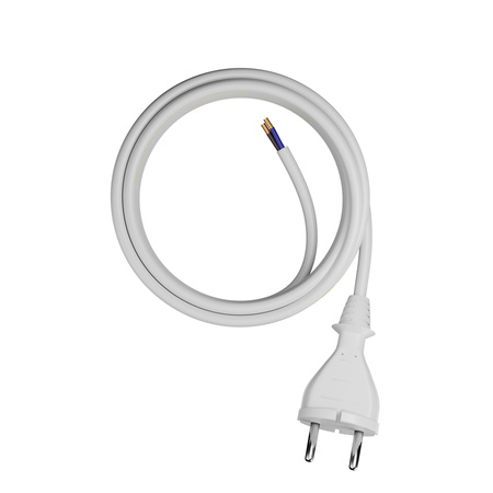 Przewód przyłączeniowy 5m z wtyczką prostą TYP E 230V 16A 2×1 mm² H05VV-F PP-21 biały W-98343
