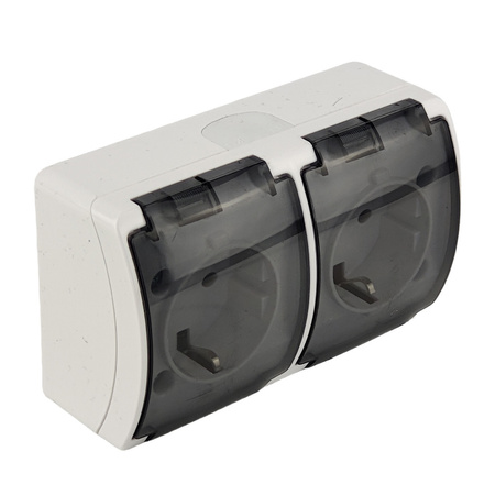 Gniazdo podwójne SCHUKO natynkowe ViPlast Koala IP44 białe 182‑51 VG-2 182-51