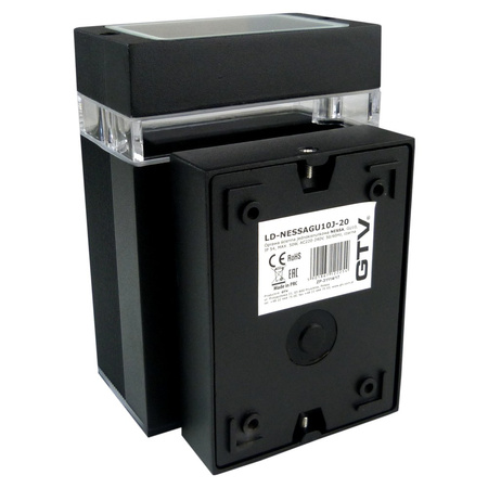 Oprawa elewacyjna GU10 50W IP54 czarna kinkiet lampa ścienna NESSA GTV LD-NESSAGU10J-20