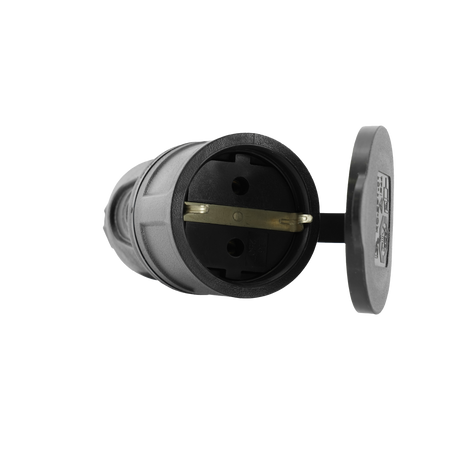 Gniazdo przenośne 230V Schuko 2P+Z IP44 16A z uziemieniem czarne W-89996