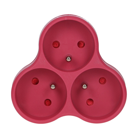 Rozgałęźnik 3x2P+Z. różowy OR-AE-13134/P