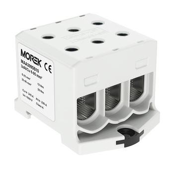 Złączka szynowa 6-95mm2 szara 6 otwor AL/CU 1000V TH35 1P Morek MAA3095A10