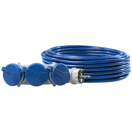 Przedłużacz trójdrożny 25m 250V 16A Schuko 3×2P+Z H07BQ-F 3×1,5 mm² IP44 W-01201