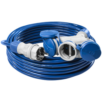 Przedłużacz trójdrożny 25m 250V 16A Schuko 3×2P+Z H07BQ-F 3×1,5 mm² IP44 W-01201