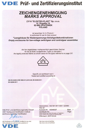 RH-72/4 Rozdzielnica hermetyczna natynkowa VDE E-P 36.172