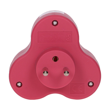 Rozgałęźnik 3x2P+Z. różowy OR-AE-13134/P