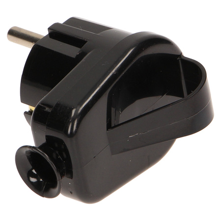 Wtyczka kątowa 2P+Z Schuko z uchwytem. czarna WT-16UZ/CZARNY