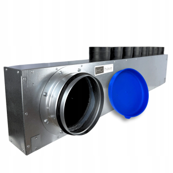 Skrzynka rozdzielcza rozdzielacz rurowy wentylacyjny fi 200 8x75 mm płaski E-KRRR-8x75/200-OC