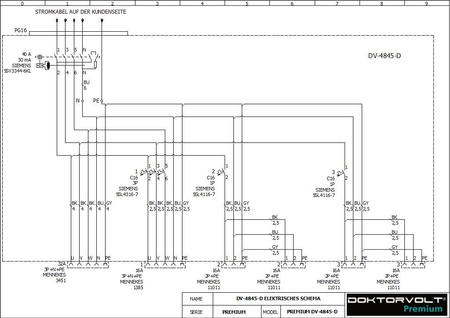 Rozdzielnica budowlana zabezpieczenia Siemens pTD-S/FI 32A 16A 4x230V gniazda Mennekes Schuko Doktorvolt DV-4845-D