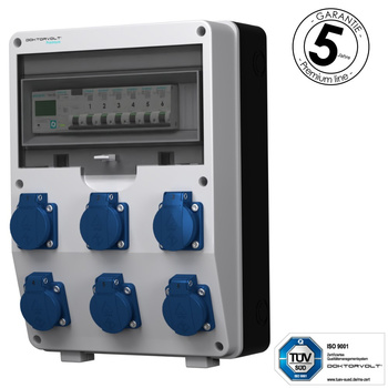 Rozdzielnica budowlana z licznikiem 1F Siemens pTD-S/FI 6x230V gniazda Mennekes Schuko Doktorvolt DV-4821-D