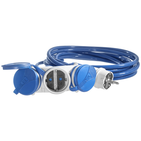 Przedłużacz trójdrożny 5m 250V 16A Schuko 3×2P+Z H07BQ-F 3×2,5 mm² IP44 W-01198