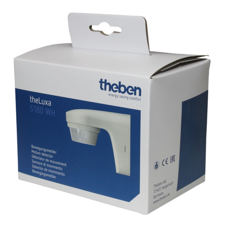 Zewnętrzny ruchomy naścienny czujnik ruchu 180st. IP55 theLuxa S180 biały TH-N TH-1010505