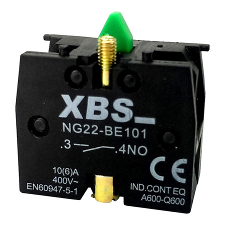 Styk pomocniczy zwierny 1 NO zielony 6A XBS NG22-BE101