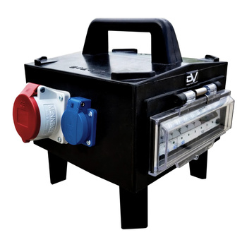 Rozdzielnica budowlana 16A 32A zabezpieczenia erbetka gumowa Schuko IP54 Doktorvolt BAGU-S/FI DV-4654-D