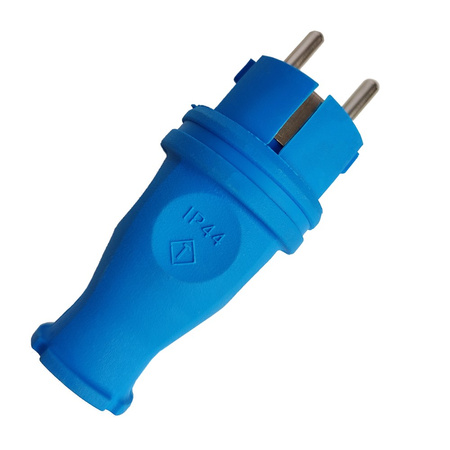 Wtyczka gumowa prosta 16A 230V IP44 Uni-Schuko niebieska 3101-303-0900