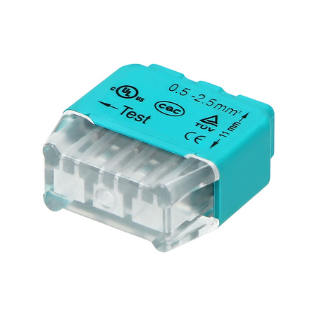 Złączka instalacyjna wciskana 3-przewodowa na drut 0.75-2.5mm2 IEC 300V/24A 10 szt. OR-SZ-8004/3/10