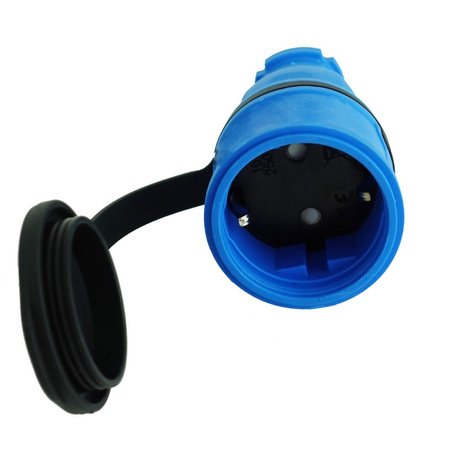 Gniazdo przenośne proste 16A 230V 2P+Z niebieskie Schuko 3101-304-0900