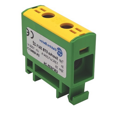 Złączka szynowa uniwersalna ETB 35/1 Al/Cu elektryczna śrubowa 2 otwory do kabli Elektro Becov UK1035.24