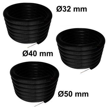 Rura karbowana z pilotem peszel 50 mm czarna 750N 25 m FEPCT50