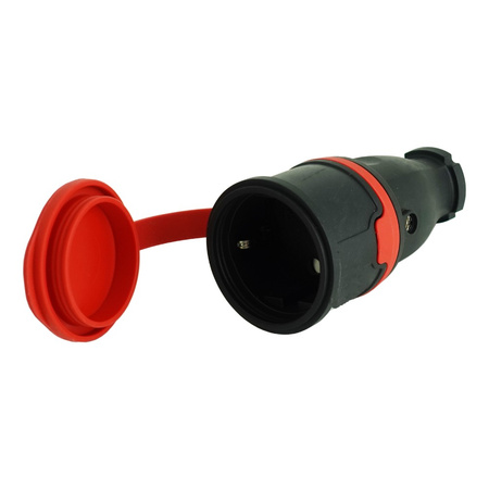 Gniazdo przenośne proste 16A 230V 2P+Z czarne Schuko 3101-304-0300