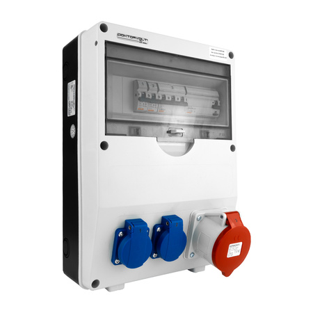 Rozdzielnica budowlana TD-S/FI 32A Zabezpieczona erbetka 2x230V Schuko Doktorvolt DV-6725-D