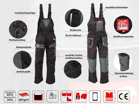 Spodnie robocze ogrodniczki TVARDY rozmiar S-XXL T01020-S