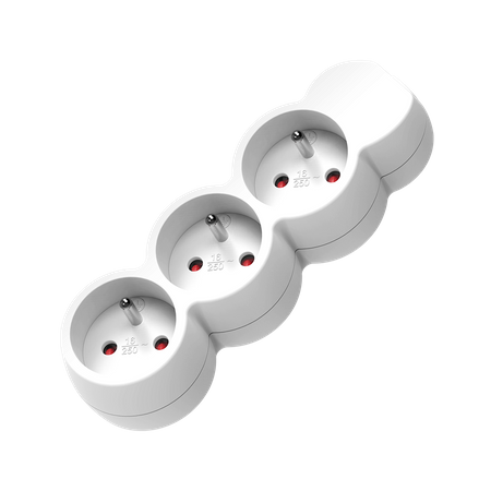 Przedłużacz 3-krotny 2P+Z. 5m H05VV-F 3x1.0mm2. Imax 10A. biały OR-AE-13145/W/5M