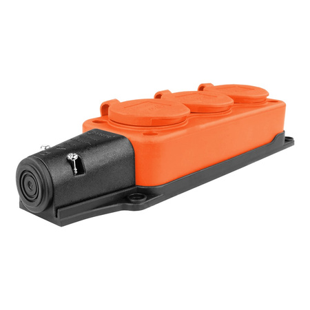 Listwa zasilająca 3 gniazda 16A 230V bez kabla pomarańczowa Schuko 3101-308-2300