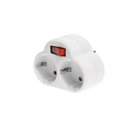Rozgałęźnik wtyczkowy z dwoma gniazdami 230V Schuko i wyłącznikiem W-32000
