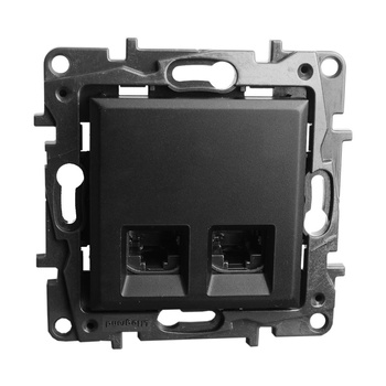 Gniazdo komputerowe podwójne RJ45 5e FTP czarne Niloe Step 863558