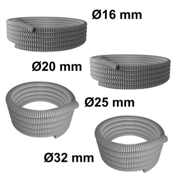 Rura spiralna GUS 16 mm szara 30 m peszel 4317