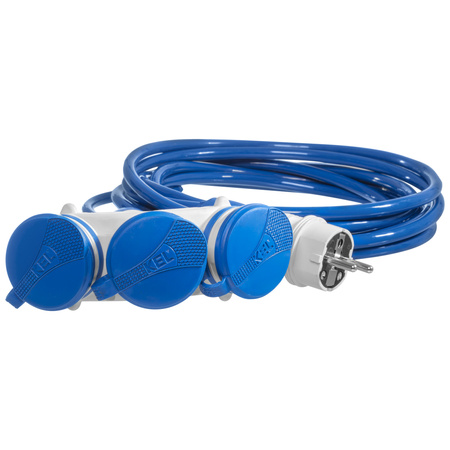 Przedłużacz trójdrożny 5m 250V 16A Schuko 3×2P+Z H07BQ-F 3×2,5 mm² IP44 W-01198