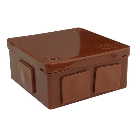 puszka n/t brązowa bez zacisków 6 wlotów 2 wkręty wym/zew 86x86x40 mm IP55 ViPlast 022-02